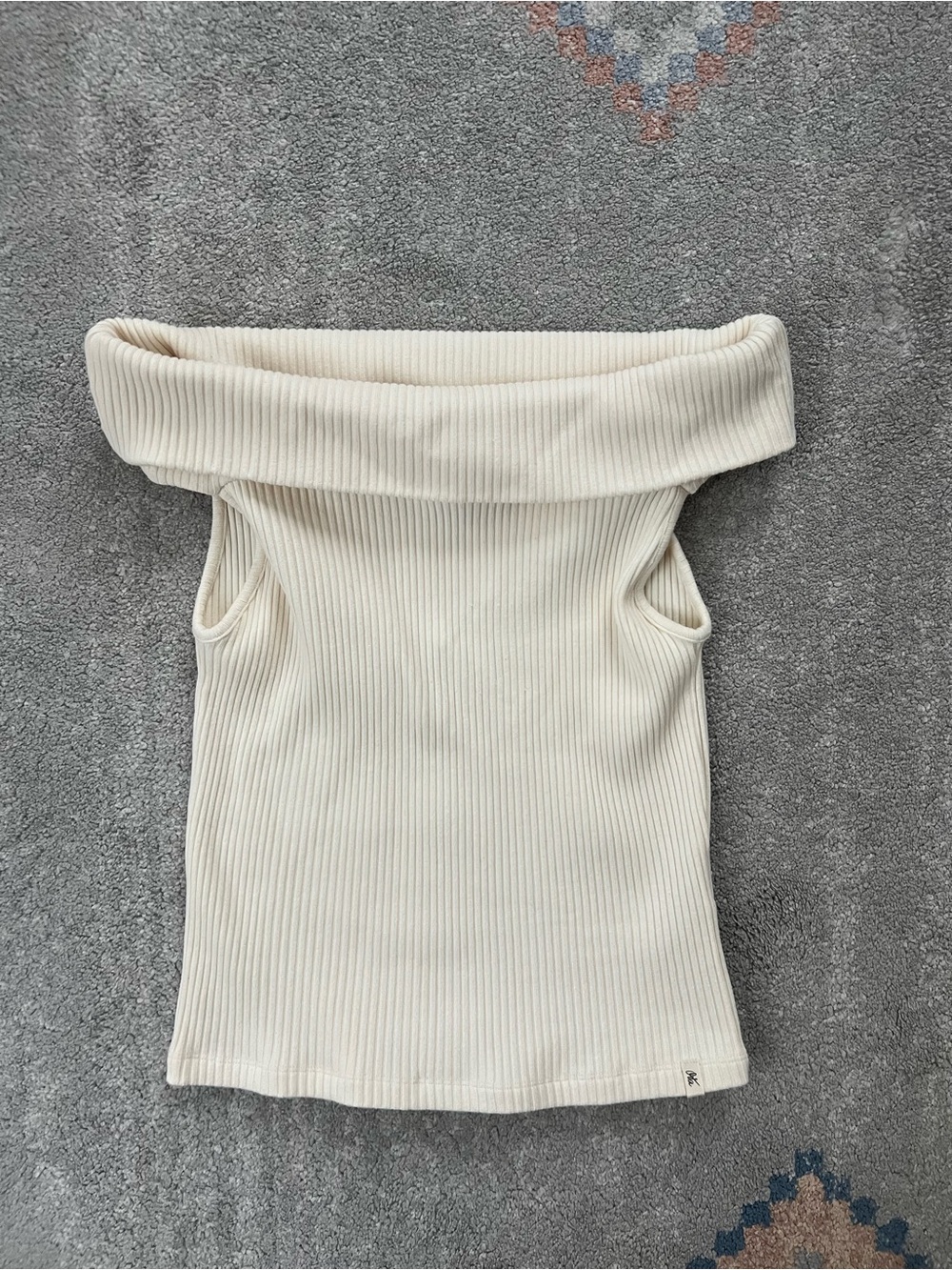 Orta Off-Shoulder Ribbed Cream Sweater Top